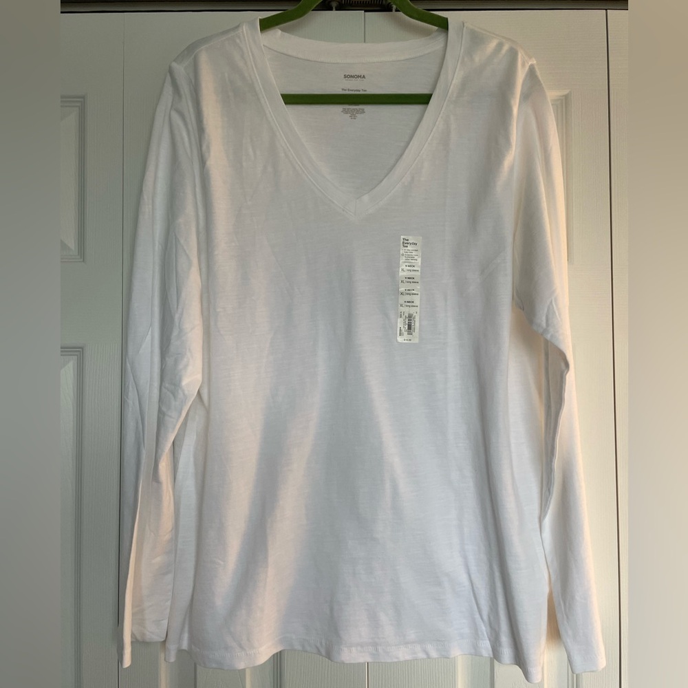 NWT Sonoma The Everyday Tee V Neck Long Sleeve XL